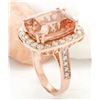 Image 4 : 13.63 CTW Natural Morganite 18K Solid Rose Gold Diamond Ring