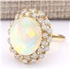 Image 2 : 11.29 CTW Natural Opal And Diamond Ring In 14k Yellow Gold