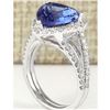 Image 3 : 7.07 CTW Natural Blue Tanzanite And Diamond Ring 18K Solid White Gold