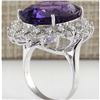 Image 3 : 19.80 CTW Natural Amethyst And Diamond Ring In 14K Solid White Gold