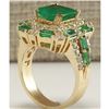 Image 3 : 6.90 CTW Natural Emerald And Diamond Ring 18K Solid Yellow Gold