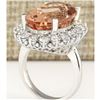 Image 3 : 16.87 CTW Natural Morganite And Diamond Ring In 18K White Gold