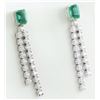 Image 2 : 2.10 CTW Emerald 18K White Gold Diamond Earrings