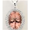 Image 1 : 33.55 CTW Natural Morganite And Diamond Pendant In 18K Solid White Gold