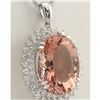 Image 2 : 33.55 CTW Natural Morganite And Diamond Pendant In 18K Solid White Gold
