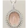 Image 3 : 33.55 CTW Natural Morganite And Diamond Pendant In 18K Solid White Gold