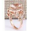 Image 3 : 4.50 CTW Natural Morganite And Diamond Ring In 18K Rose Gold