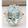 Image 1 : 8.17 CTW Natural Blue Aquamarine And Diamond Ring In 14k Yellow Gold