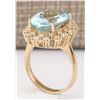 Image 3 : 8.17 CTW Natural Blue Aquamarine And Diamond Ring In 14k Yellow Gold