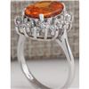 Image 3 : 5.91CTW Natural Mandarin Garnet And Diamond Ring In18K White Gold