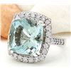 Image 2 : 11.10 CTW Natural Aquamarine 18K Solid White Gold Diamond Ring