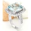 Image 4 : 11.10 CTW Natural Aquamarine 18K Solid White Gold Diamond Ring