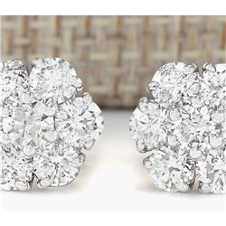 2.30 CTW Natural Diamond Earrings 18K Solid White Gold
