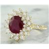 Image 2 : 3.30 CTW Ruby 18K Yellow Gold Diamond Ring