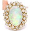 Image 1 : 5.70 CTW Natural Opal 14K Solid Yellow Gold Diamond Ring