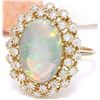 Image 2 : 5.70 CTW Natural Opal 14K Solid Yellow Gold Diamond Ring