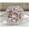Image 1 : 3.19 CTW Natural Peach Morganite And Diamond Ring In 14K Solid White Gold