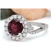 Image 2 : 2.40 CTW Natural Tourmaline 18K Solid White Gold Diamond Ring