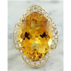 17.06 CTW Citrine 14K yellow Gold Diamond Ring