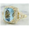Image 2 : 6.17 CTW Aquamarine 14K Yellow Gold Diamond Ring