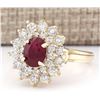 Image 2 : 3.98 CTW Natural Ruby And Diamond Ring In 14k Yellow Gold