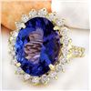 Image 2 : 10.08 CTW Natural Tanzanite 14K Solid Yellow Gold Diamond Ring