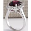 Image 3 : 6.17CTW Natural Red Hessonite Garnet And Diamond Ring In14K White Gold