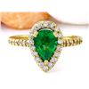 Image 1 : 1.50 CTW Natural Emerald 14K Solid Yellow Gold Diamond Ring