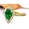 Image 2 : 1.50 CTW Natural Emerald 14K Solid Yellow Gold Diamond Ring