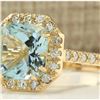 Image 2 : 4.72 CTW Natural Aquamarine And Diamond Ring In 18K Yellow Gold