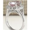 Image 3 : 3.70 CTW Natural Peach Morganite And Diamond Ring In 14K Solid White Gold
