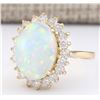 Image 2 : 7.15 CTW Natural Opal And Diamond Ring In 14k Yellow Gold