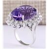Image 3 : 27.50 CTW Natural Amethyst And Diamond Ring In 18K White Gold