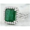 Image 2 : 5.40 CTW Emerald 18K White Gold Diamond Ring