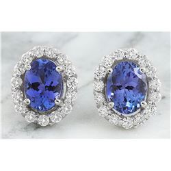 3.07 CTW Tanzanite 14K White Gold Diamond Earrings