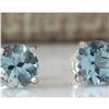 Image 1 : 1.18 CTW Natural Aquamarine Earrings 14K Solid White Gold
