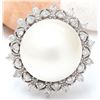 Image 1 : 12.08 mm White South Sea Pearl 18K Solid White Gold Diamond Ring