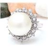 Image 2 : 12.08 mm White South Sea Pearl 18K Solid White Gold Diamond Ring