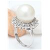 Image 4 : 12.08 mm White South Sea Pearl 18K Solid White Gold Diamond Ring