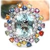 Image 1 : 12.50 CTW Natural Aquamarine 18K Solid White Gold Diamond Ring
