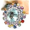 Image 2 : 12.50 CTW Natural Aquamarine 18K Solid White Gold Diamond Ring