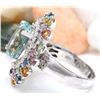 Image 3 : 12.50 CTW Natural Aquamarine 18K Solid White Gold Diamond Ring