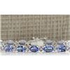 Image 1 : 11.35 CTW Natural Tanzanite And Dimond Bracelet In 14k Solid White Gold