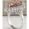 Image 3 : 13.43 CTW Natural Peach Morganite And Diamond Ring In 14K Solid White Gold