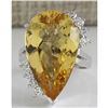 Image 1 : 12.50 CTW Natural Yellow Beril And Diamond Ring In 18K Solid White Gold