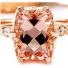 Image 1 : 3.4 CTW Natural Morganite 14K Solid Rose Gold Diamond Ring
