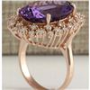 Image 3 : 13.19 CTW Natural Amethyst And Diamond Ring In 14K Solid Rose Gold