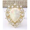 Image 1 : 5.70 CTW Natural Opal And Diamond Ring In 18K Yellow Gold