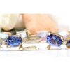 Image 2 : 29.50 CTW Natural Tanzanite 14K Solid Yellow Gold Diamond Bracelet