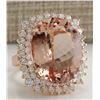 Image 2 : 20.05 CTW Natural Morganite And Diamond Ring 18K Solid Rose Gold
